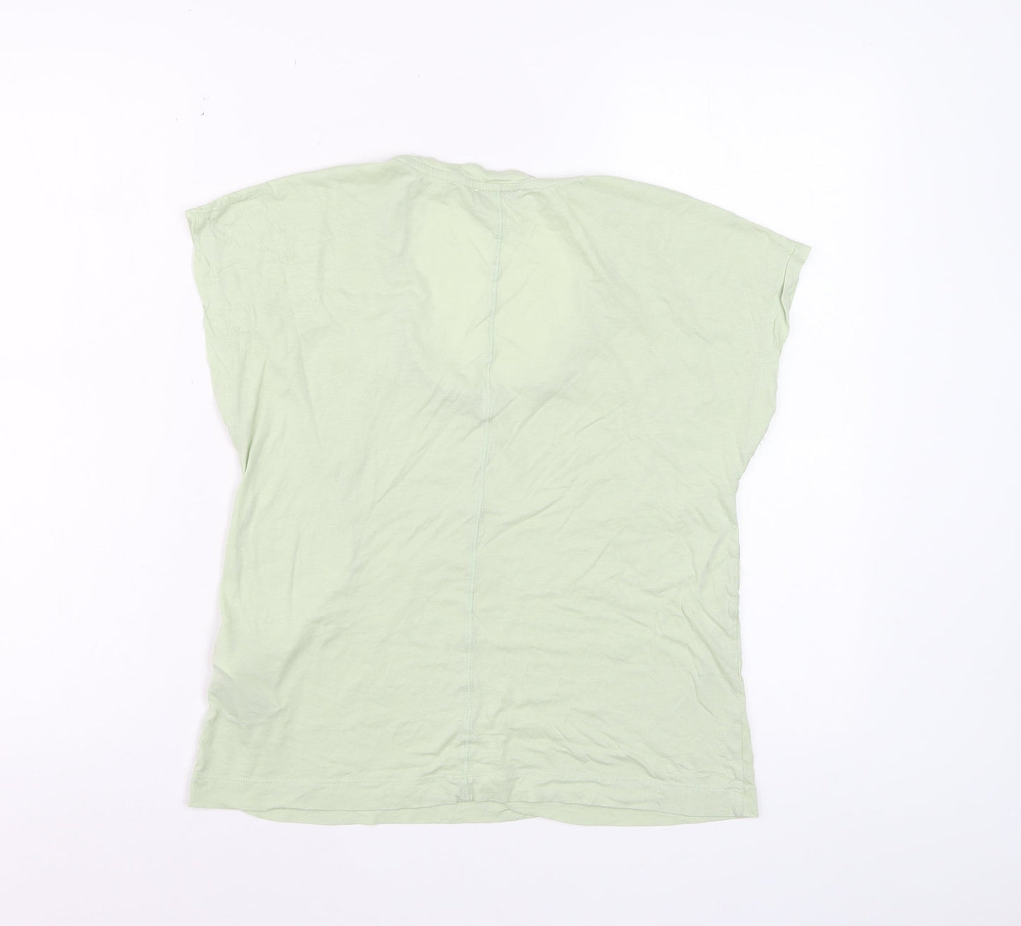 Reiss Womens Green XS Basic Cotton Lyocell Scoop Neck T-Shirt