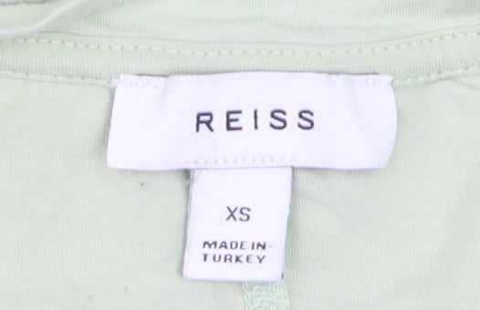 Reiss Womens Green XS Basic Cotton Lyocell Scoop Neck T-Shirt