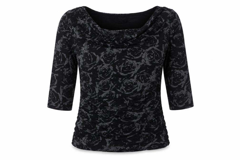 Phase Eight Women’s Black Floral Cowl Neck Tunic Blouse Size 12