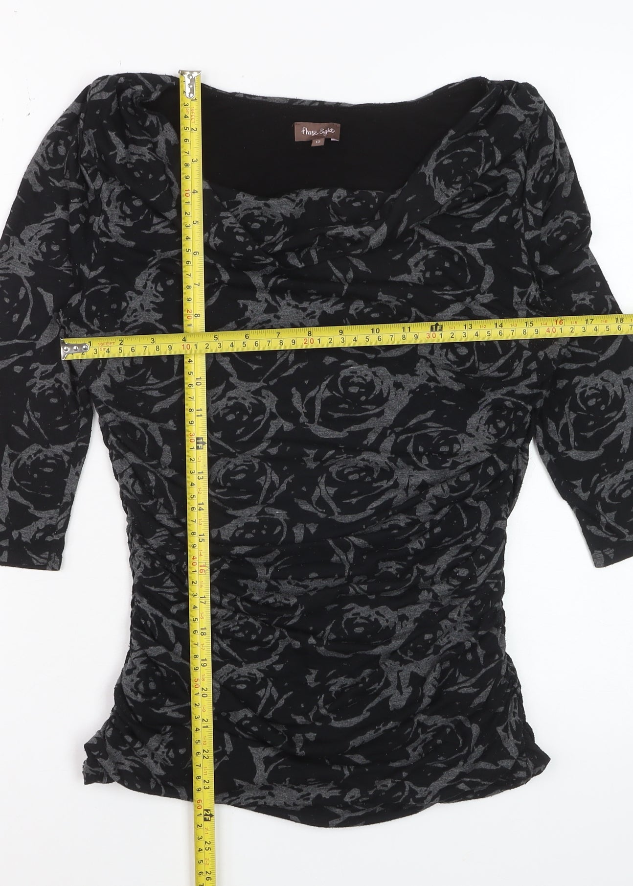 Phase Eight Women’s Black Floral Cowl Neck Tunic Blouse Size 12