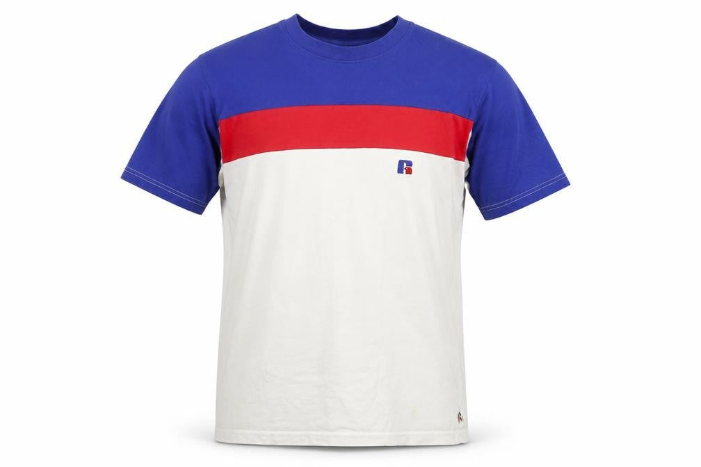 Russell Athletic Men's Blue Red White Crew Neck Short Sleeve T-Shirt Size S