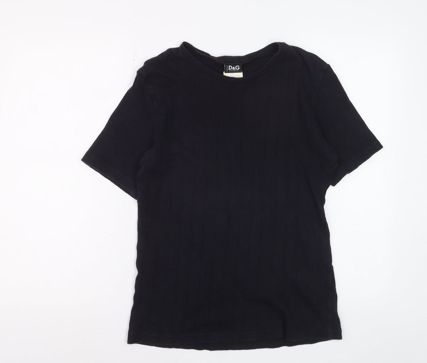 Dolce & Gabbana Women Black Cotton Short Sleeve Basic T-Shirt 2XL
