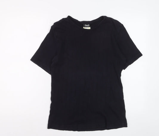 Dolce & Gabbana Women Black Cotton Short Sleeve Basic T-Shirt 2XL