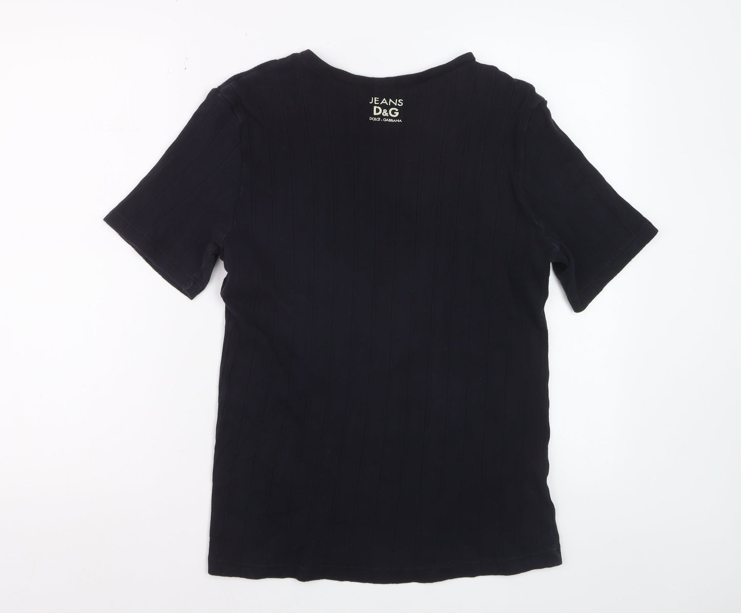 Dolce & Gabbana Women Black Cotton Short Sleeve Basic T-Shirt 2XL