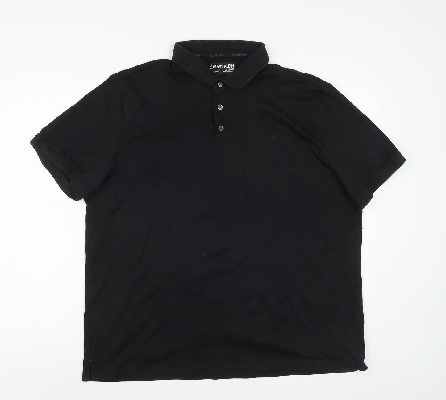 Calvin Klein Men's Black Liquid Touch Polo Shirt XL 100% Cotton