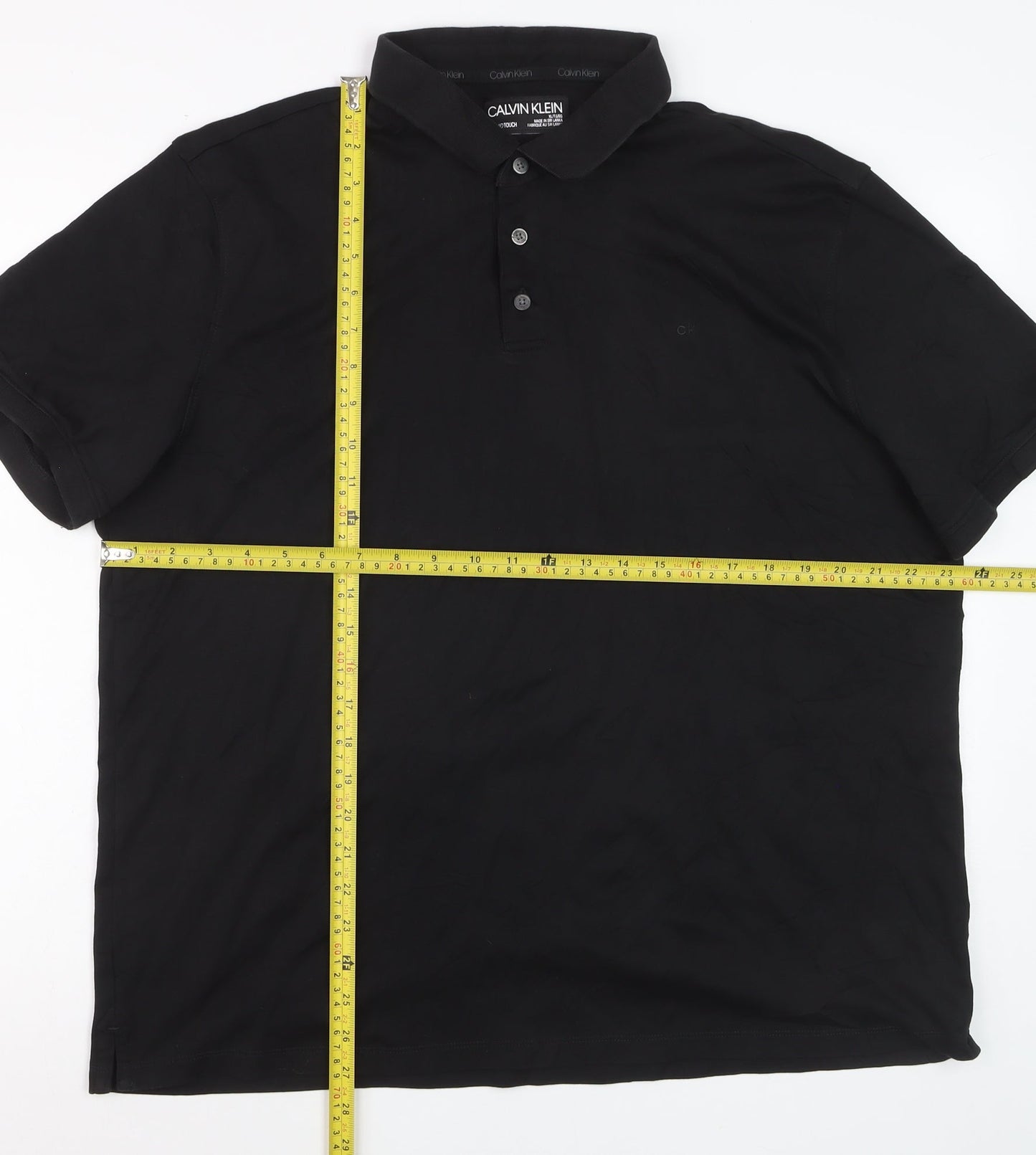 Calvin Klein Men's Black Liquid Touch Polo Shirt XL 100% Cotton