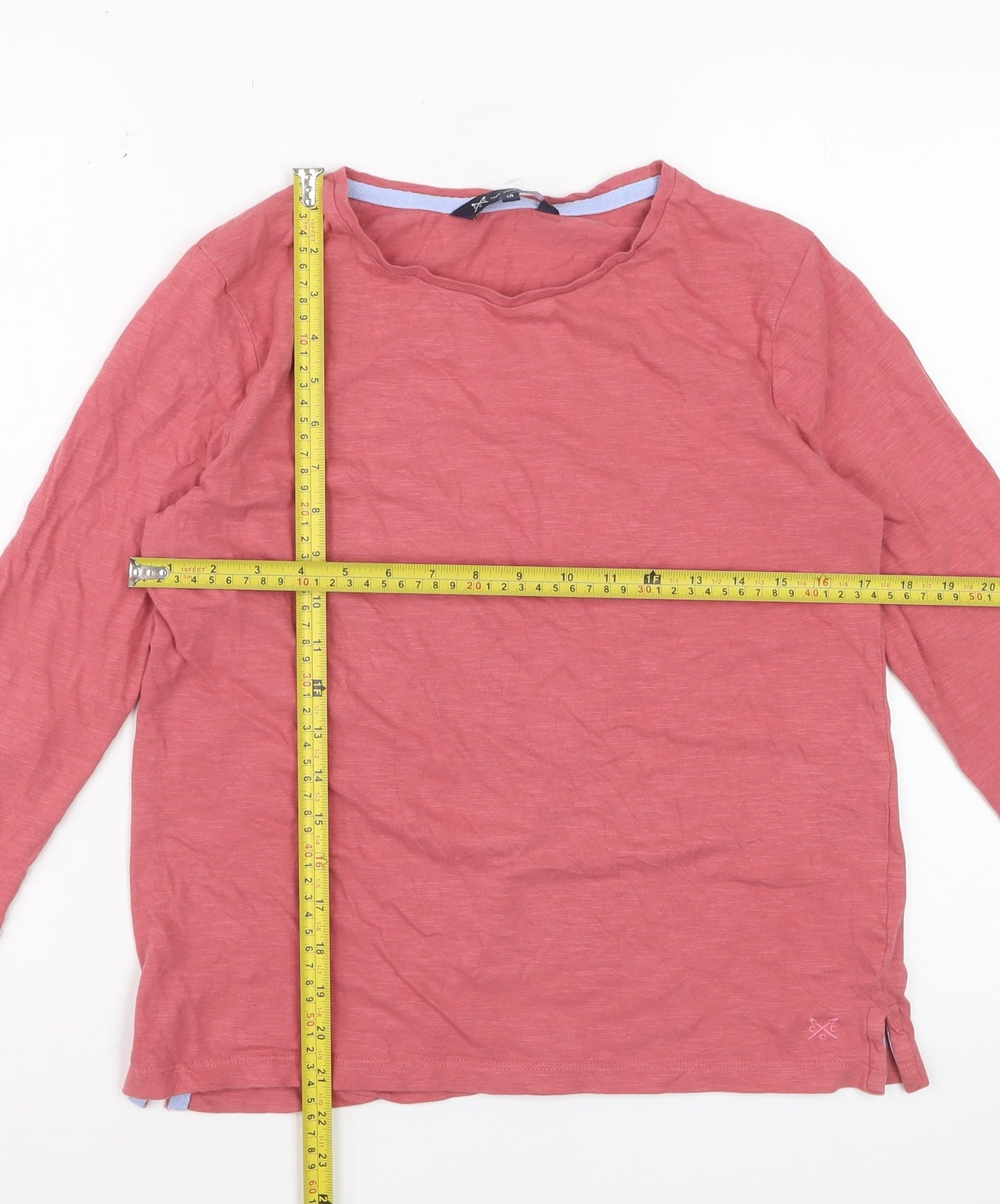 Crew Clothing Women’s Pink Cotton 3/4 Sleeve Basic T-Shirt Size 10