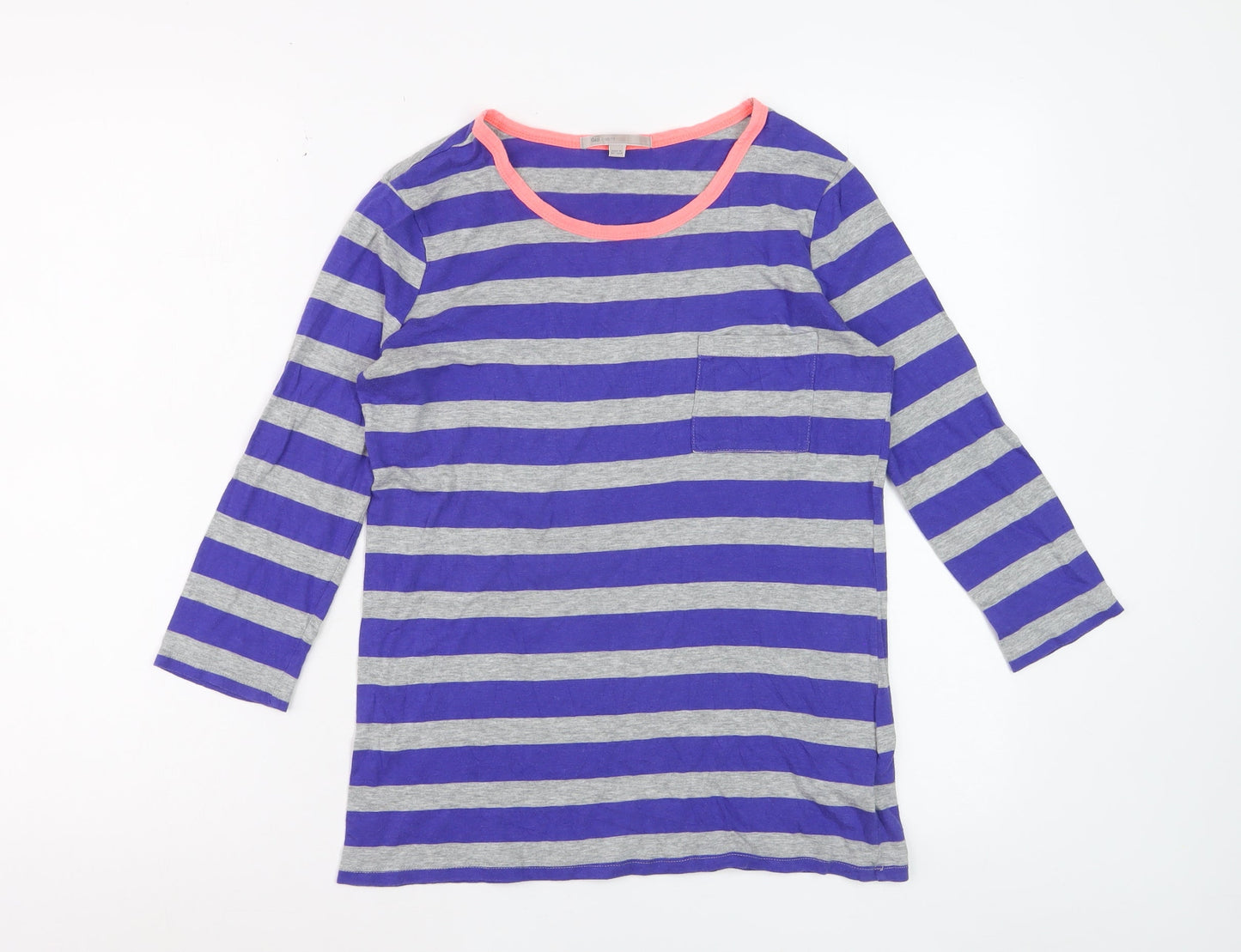 Gap Women Blue Grey Striped Jersey 3/4 Sleeve T-Shirt XS