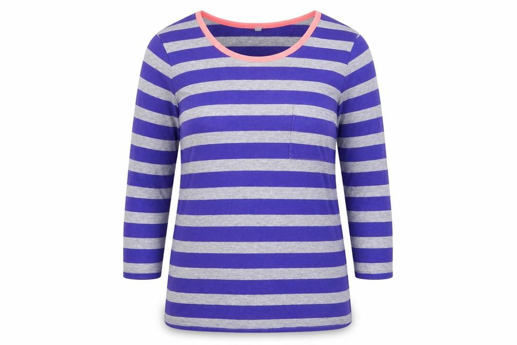 Gap Women Blue Grey Striped Jersey 3/4 Sleeve T-Shirt XS