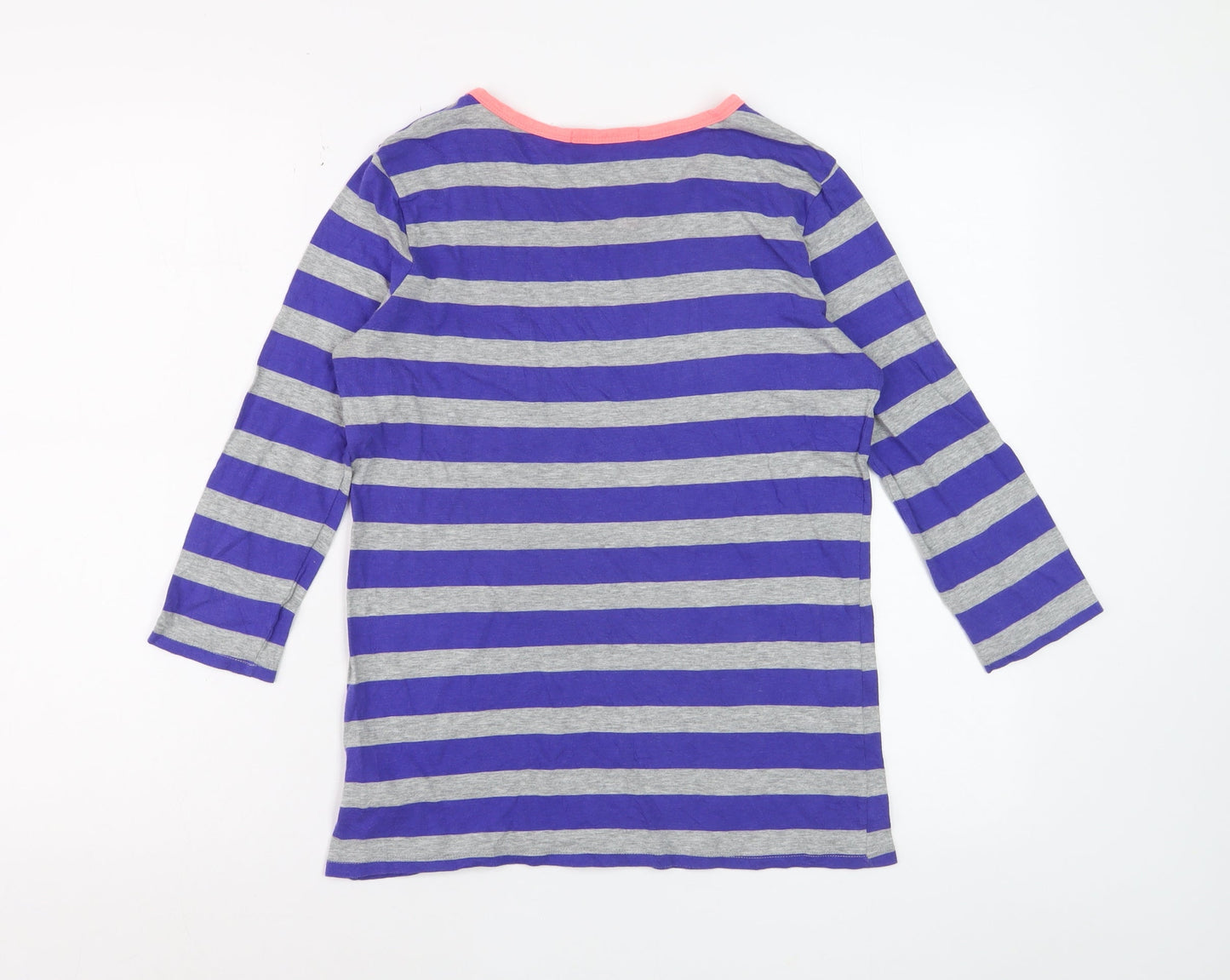 Gap Women Blue Grey Striped Jersey 3/4 Sleeve T-Shirt XS