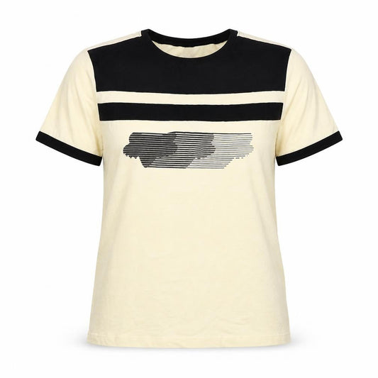 FOX Women's Beige and Black Colourblock Cotton T-Shirt Size S