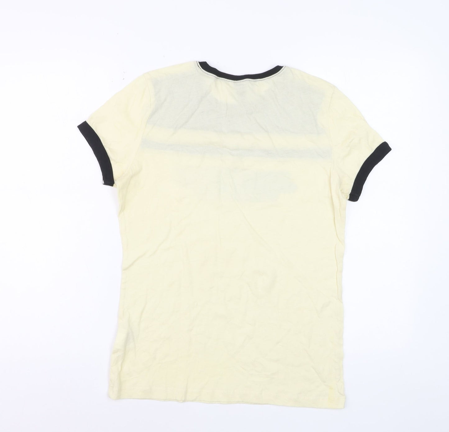 FOX Women's Beige and Black Colourblock Cotton T-Shirt Size S