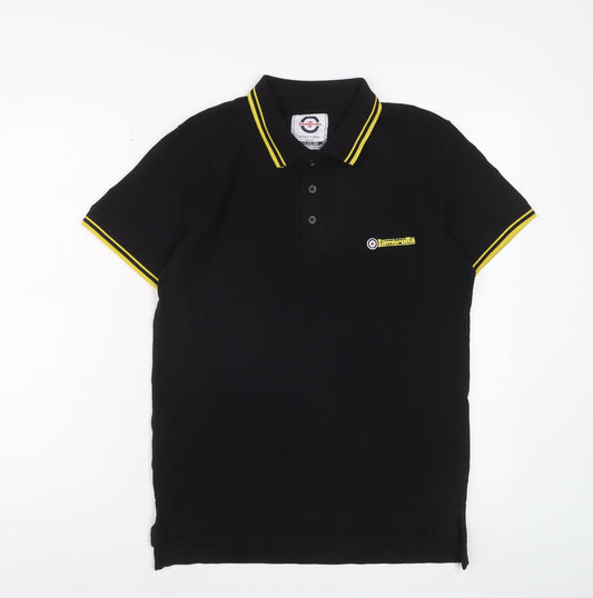 Lambretta Men's Black Small Polo Shirt Retro Cotton Short Sleeve