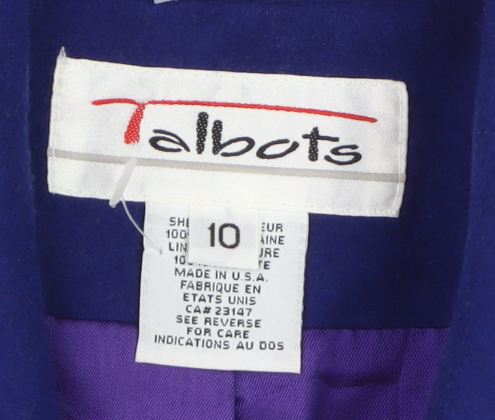 Talbots Women's Blue Wool Pea Coat Size 10 Double-Breasted Classic