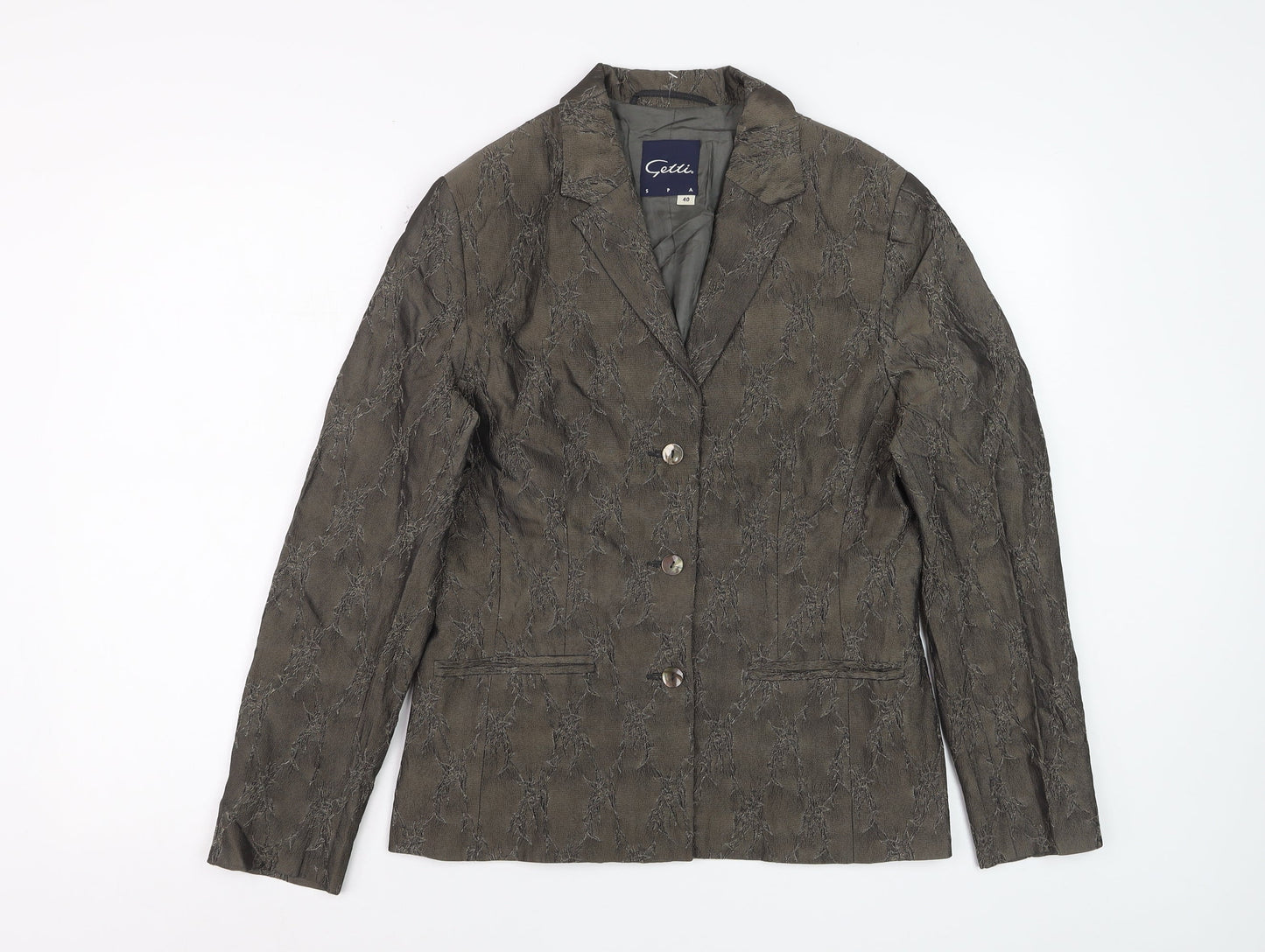 Gelli Women Brown Jacquard Single-Breasted Suit Jacket UK 12
