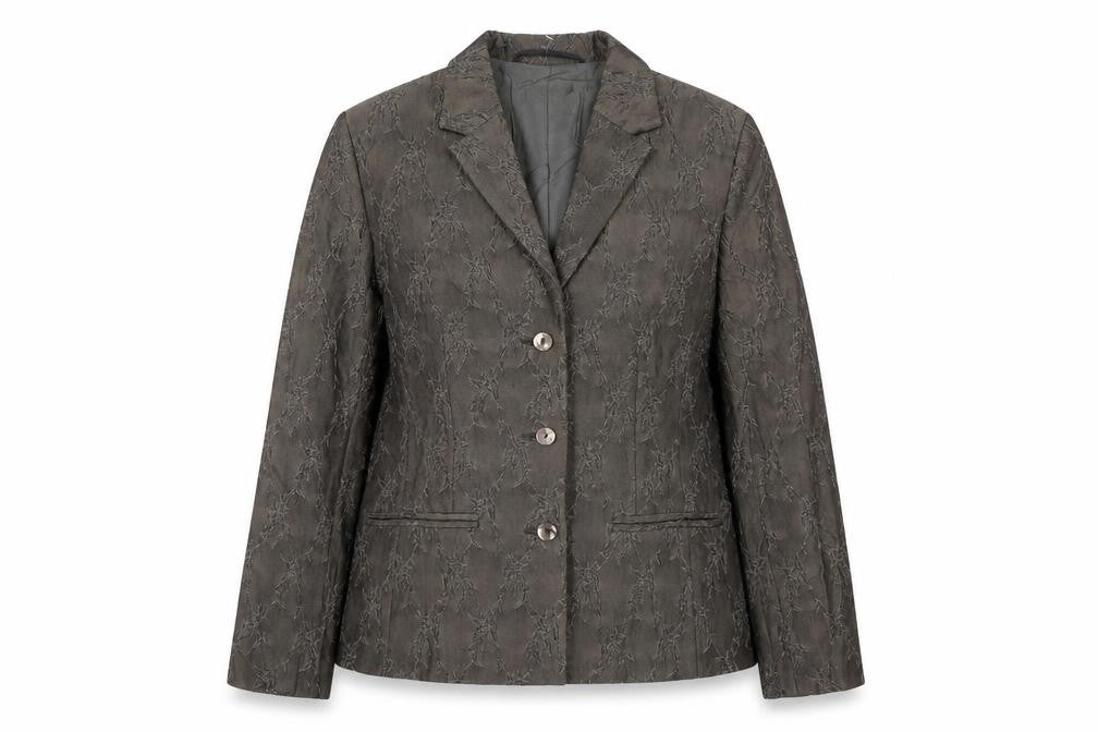 Gelli Women Brown Jacquard Single-Breasted Suit Jacket UK 12