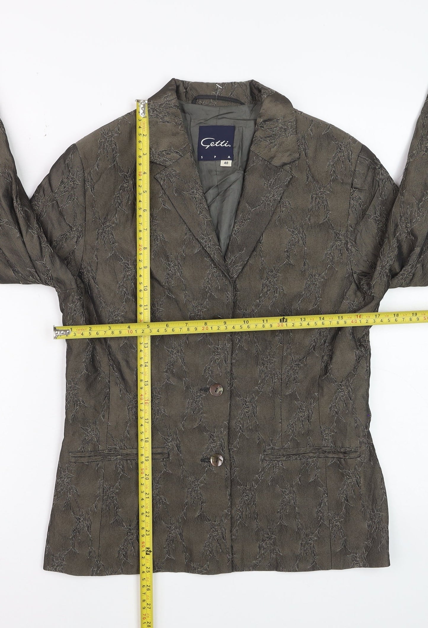 Gelli Women Brown Jacquard Single-Breasted Suit Jacket UK 12