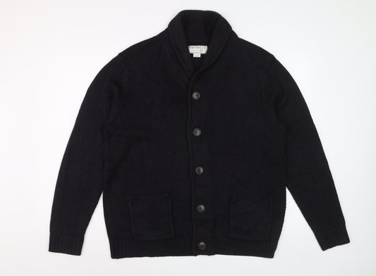 F&F Men's Black XL Chunky Knit Acrylic Cardigan with Pockets