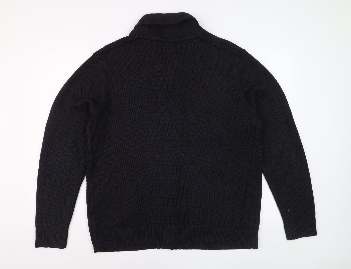 F&F Men's Black XL Chunky Knit Acrylic Cardigan with Pockets