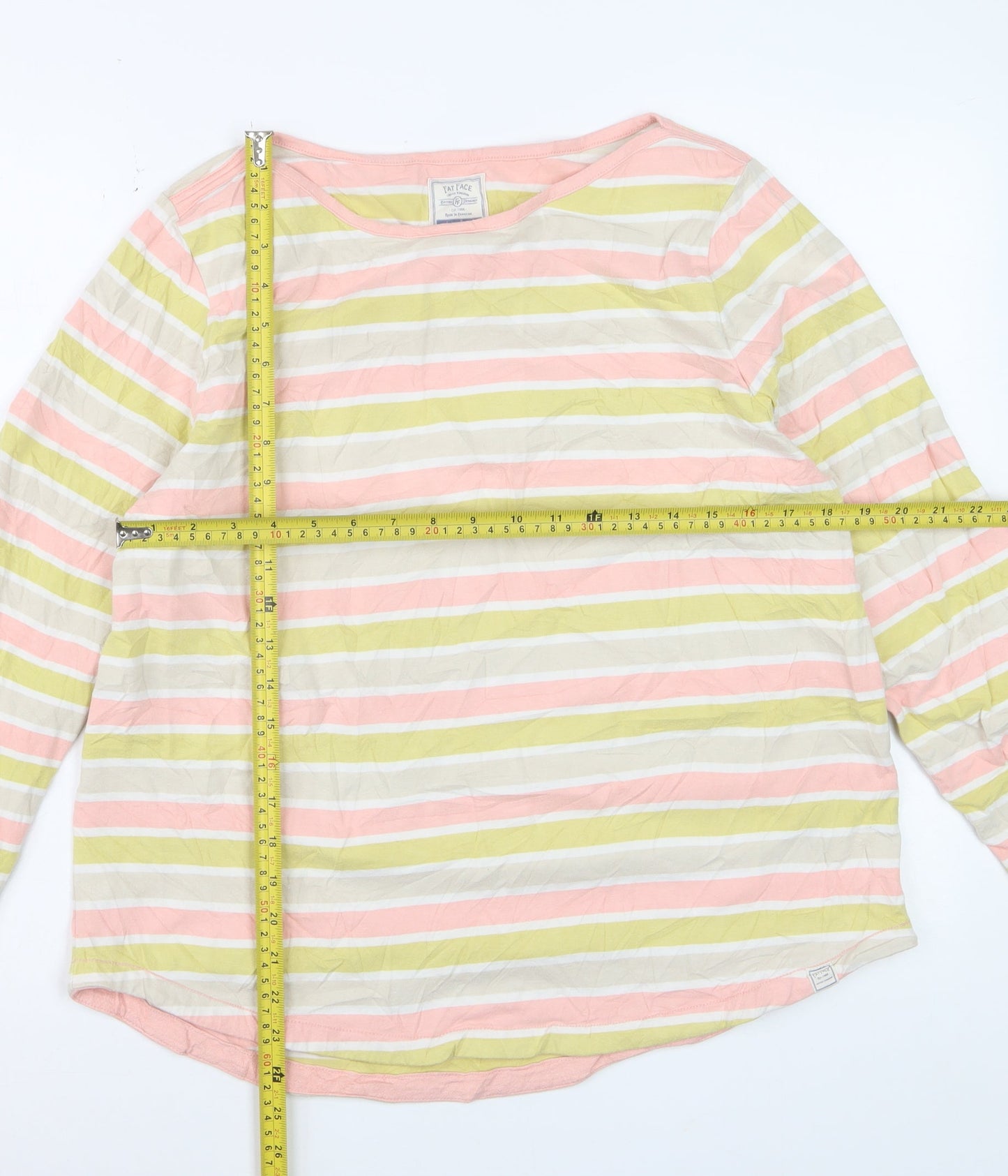 Fat Face Women’s Multicoloured Striped Long Sleeve Cotton T-Shirt Size 12