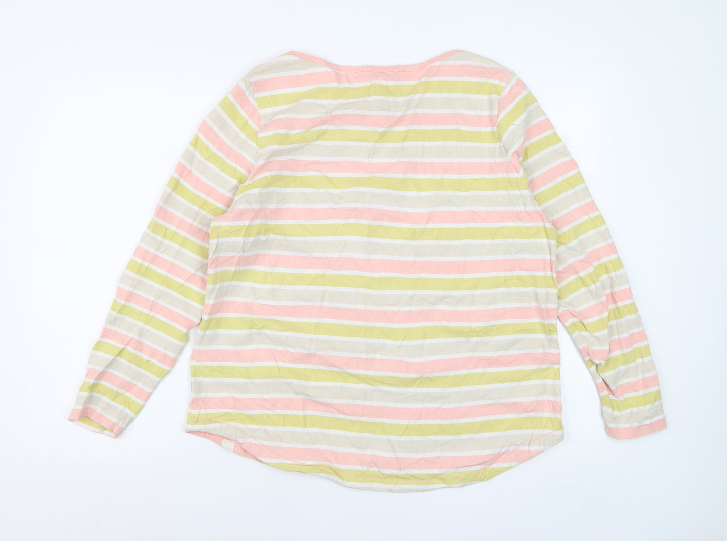 Fat Face Women’s Multicoloured Striped Long Sleeve Cotton T-Shirt Size 12