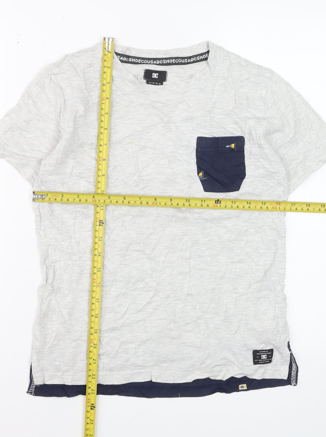 DC Shoes Boys Grey Cotton Crew Neck Pocket T-Shirt Size 12 Years