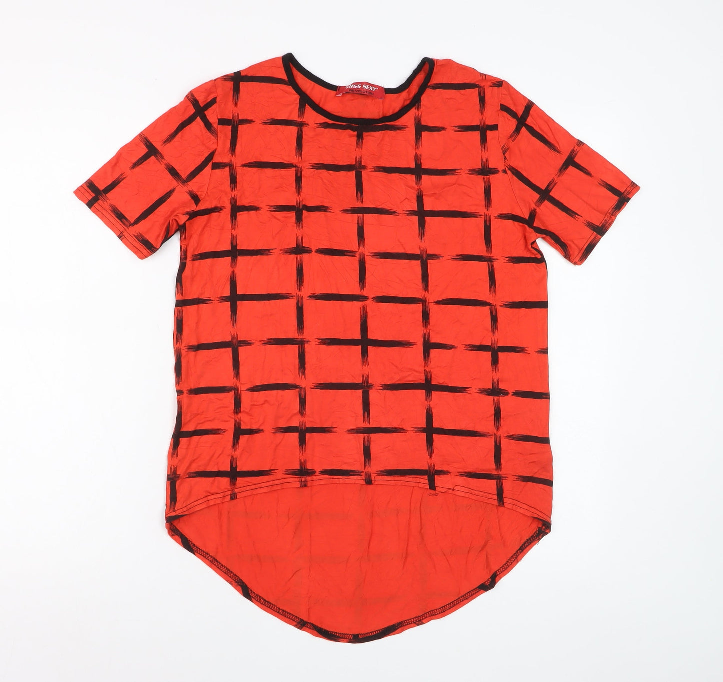 Miss Sexy Women’s Red Check Stretch Jersey T-Shirt M