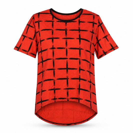 Miss Sexy Women’s Red Check Stretch Jersey T-Shirt M