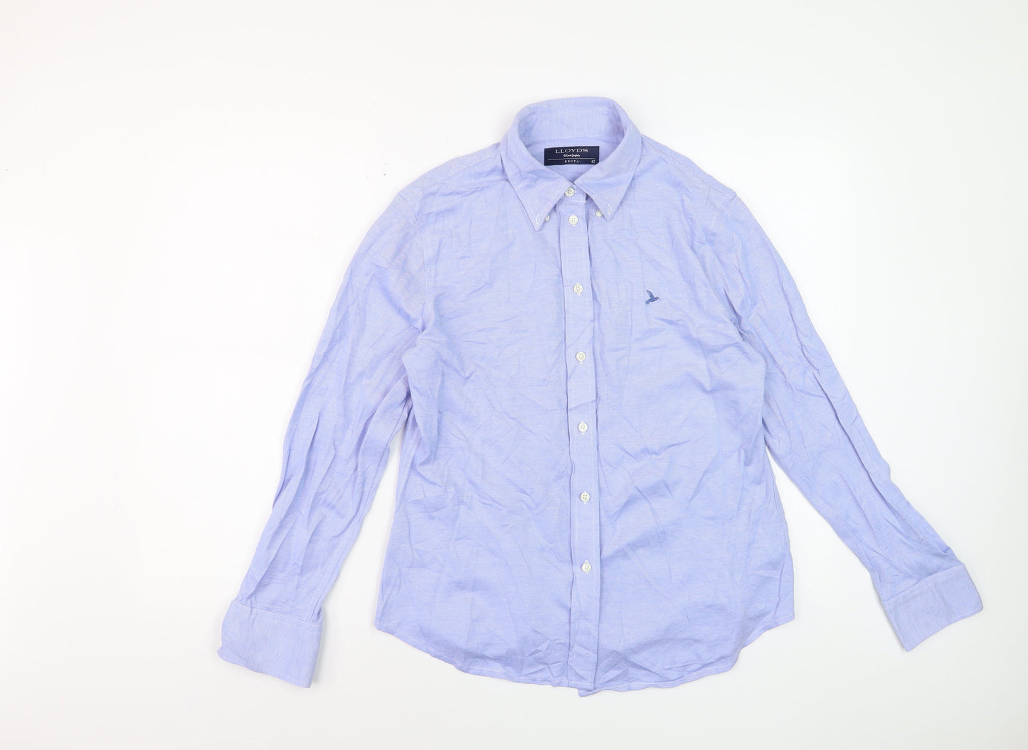 Lloyd’s Women Blue Cotton Long Sleeve Button-Up Shirt Size 14