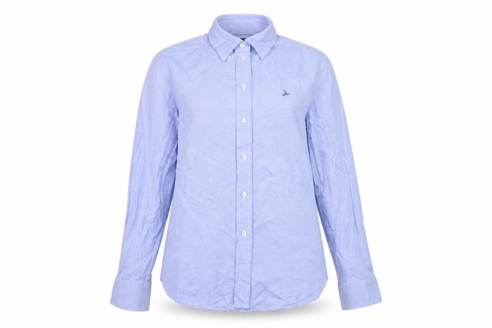 Lloyd’s Women Blue Cotton Long Sleeve Button-Up Shirt Size 14