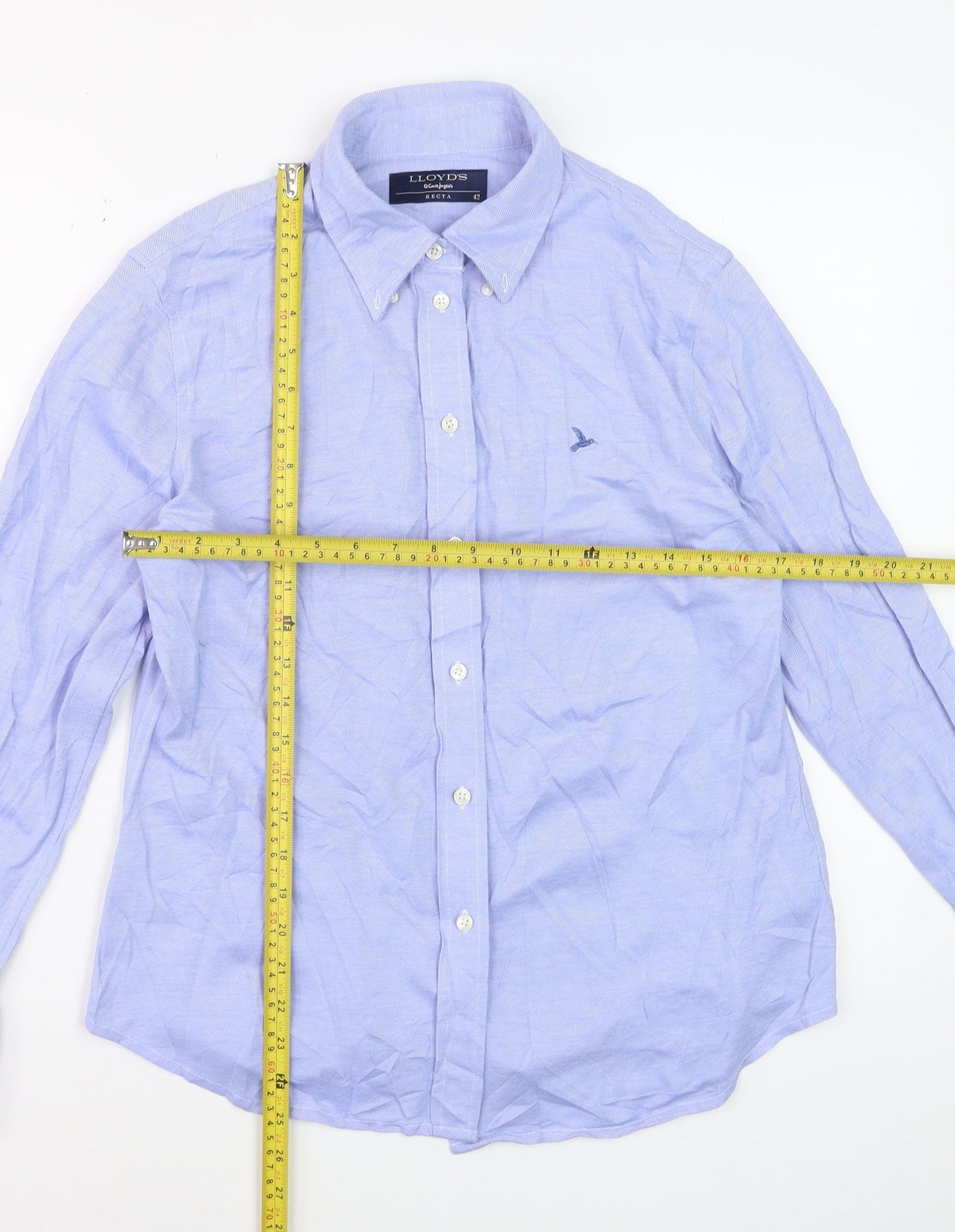 Lloyd’s Women Blue Cotton Long Sleeve Button-Up Shirt Size 14
