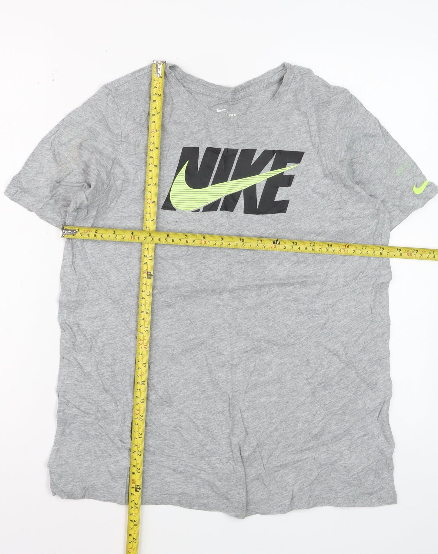 Nike Boys Grey Athletic Fit Logo T-Shirt Size 13-15 Years