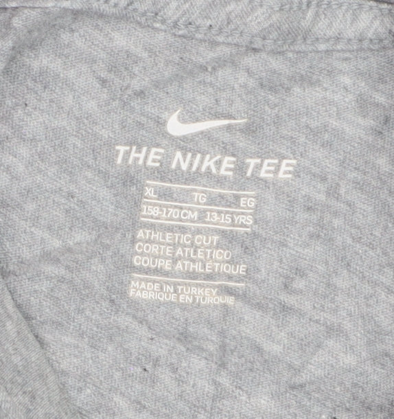 Nike Boys Grey Athletic Fit Logo T-Shirt Size 13-15 Years