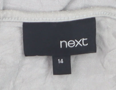Next Women’s Grey Ruffle Button Jersey T-Shirt Size 14