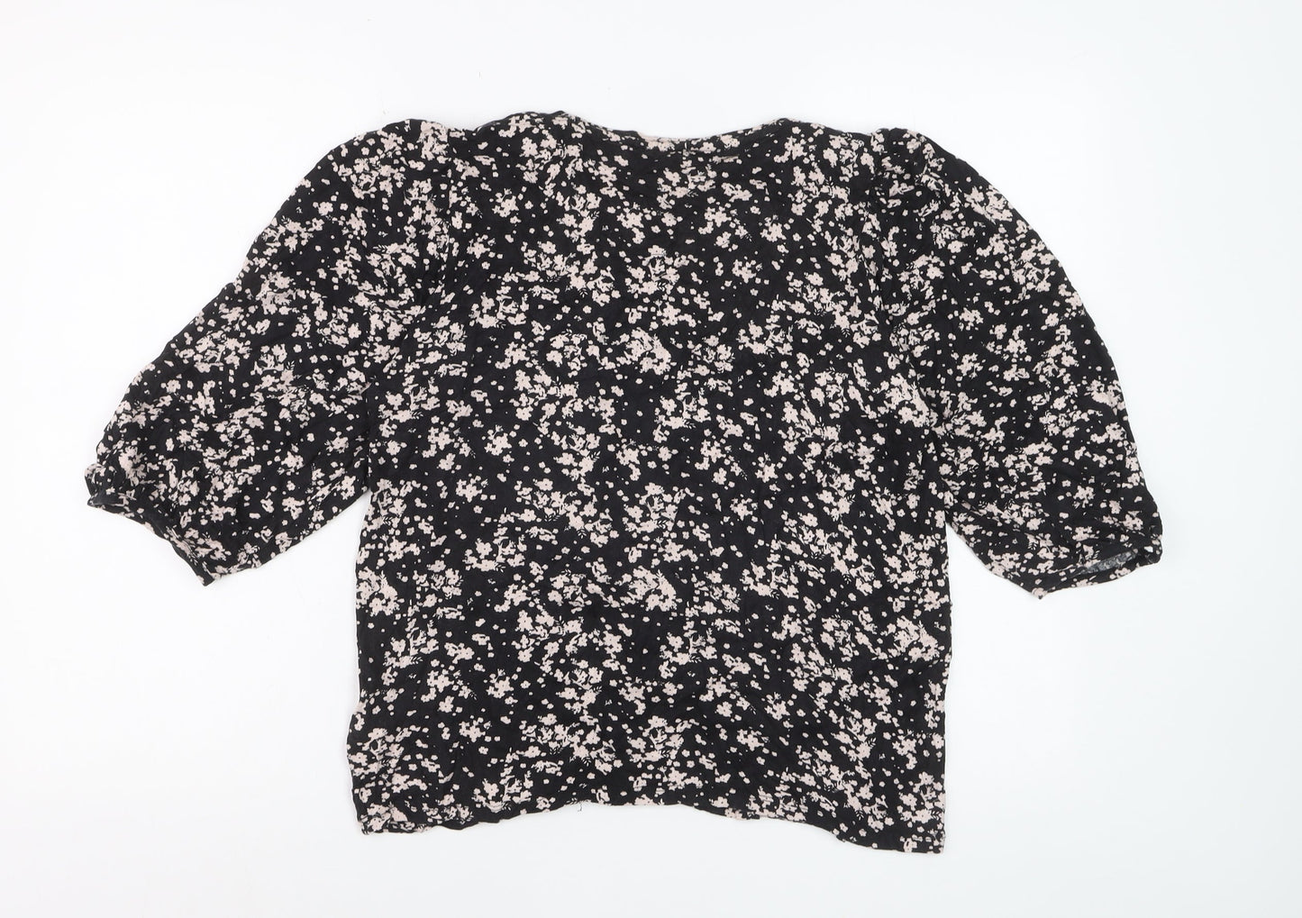 Principles Petite Women Black Floral Tunic Blouse Size 14