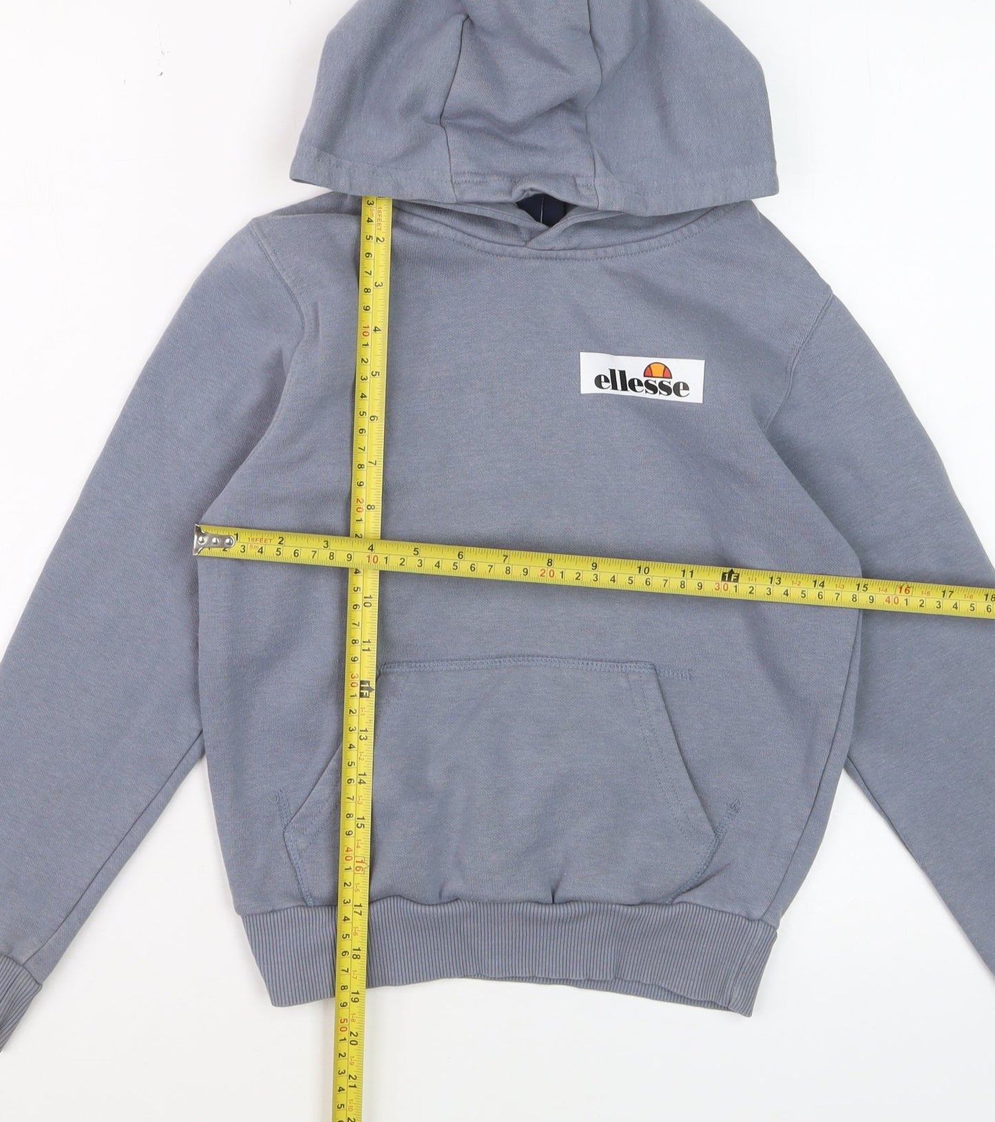 Ellesse Boys Grey Pullover Hoodie 8-9 Years Cotton Blend Casual Sweatshirt