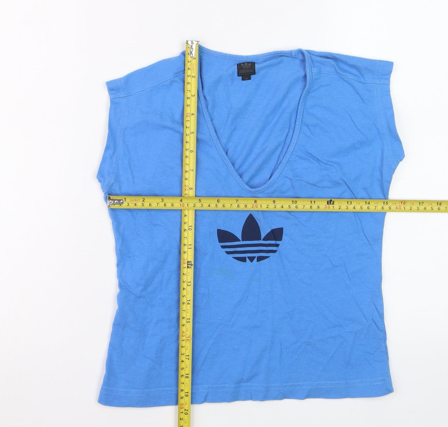 Adidas Womens Blue V-Neck Sleeveless T-Shirt Size 12