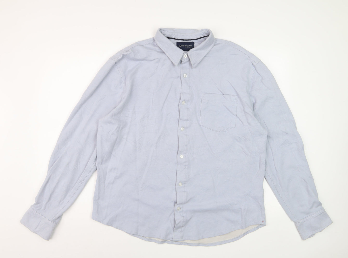 JACHS New York Men's Light Blue XL Dress Shirt Cotton Blend Long Sleeve