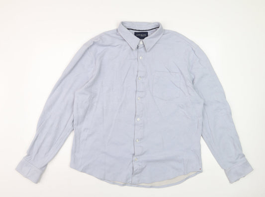 JACHS New York Men's Light Blue XL Dress Shirt Cotton Blend Long Sleeve