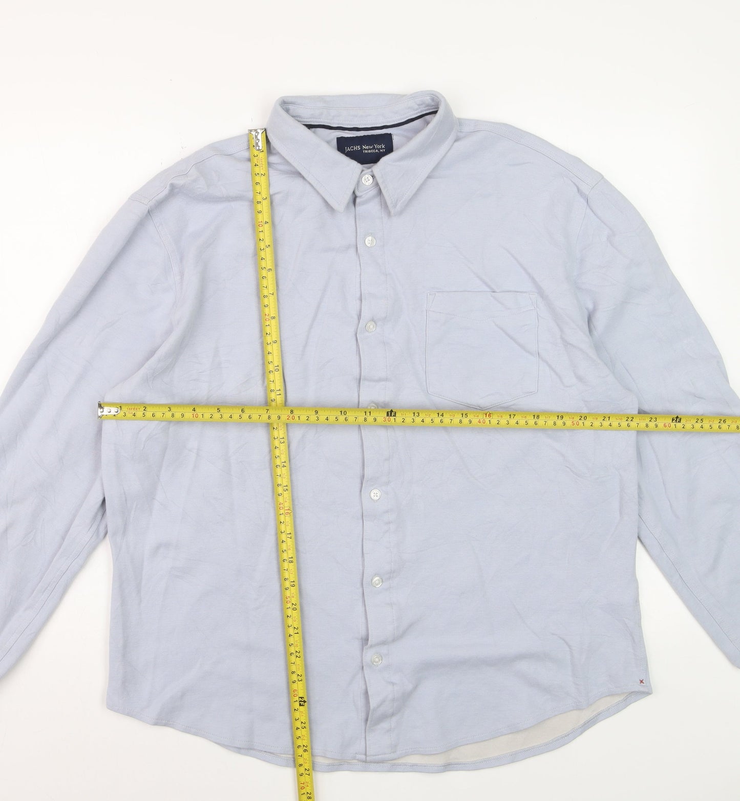JACHS New York Men's Light Blue XL Dress Shirt Cotton Blend Long Sleeve