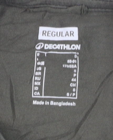 Decathlon Men's Khaki Regular Fit Cotton Short Sleeve T-Shirt Size S