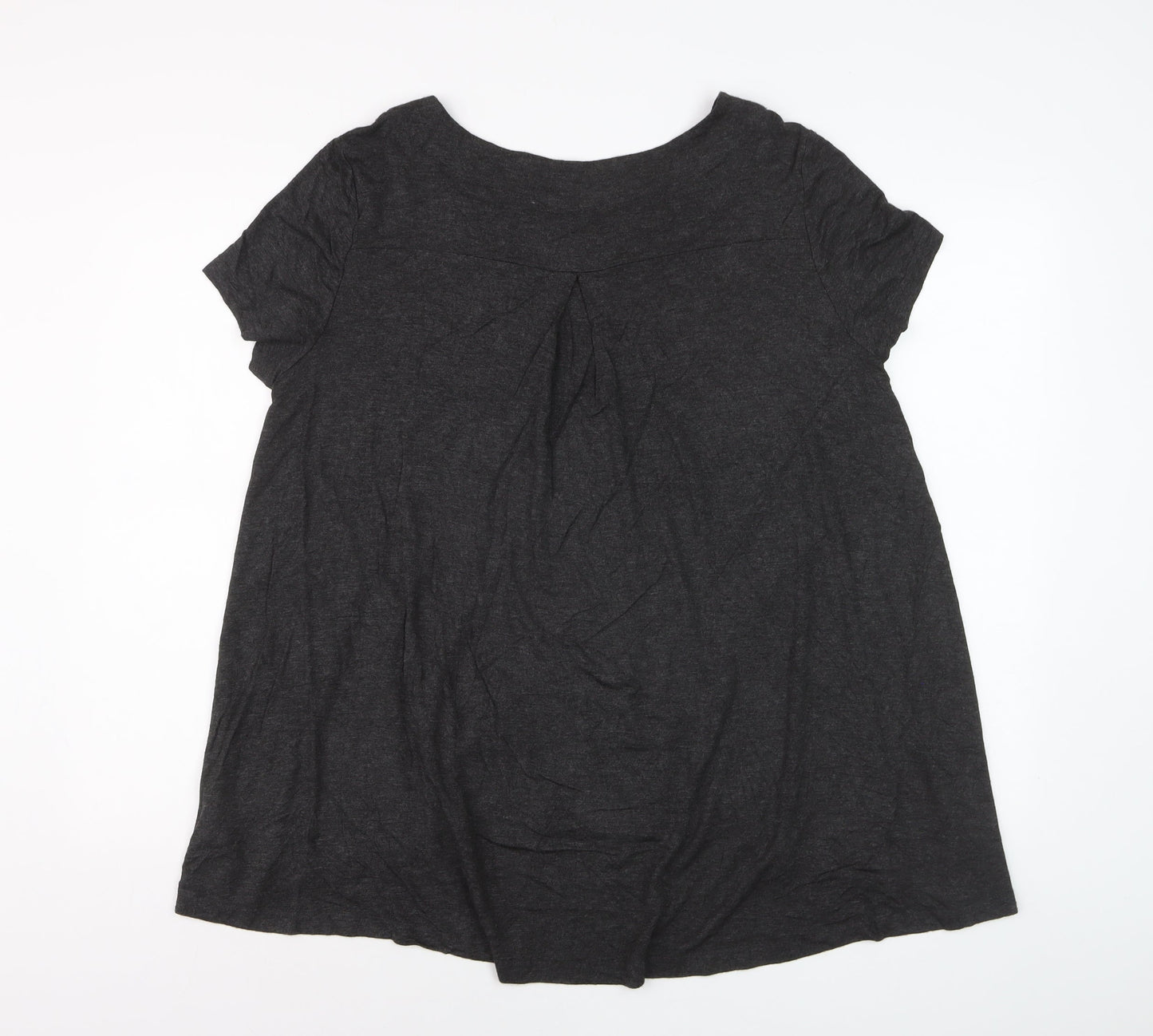 Celuu Women's Black Beaded Crew Neck Short Sleeve Jersey Top Size 16
