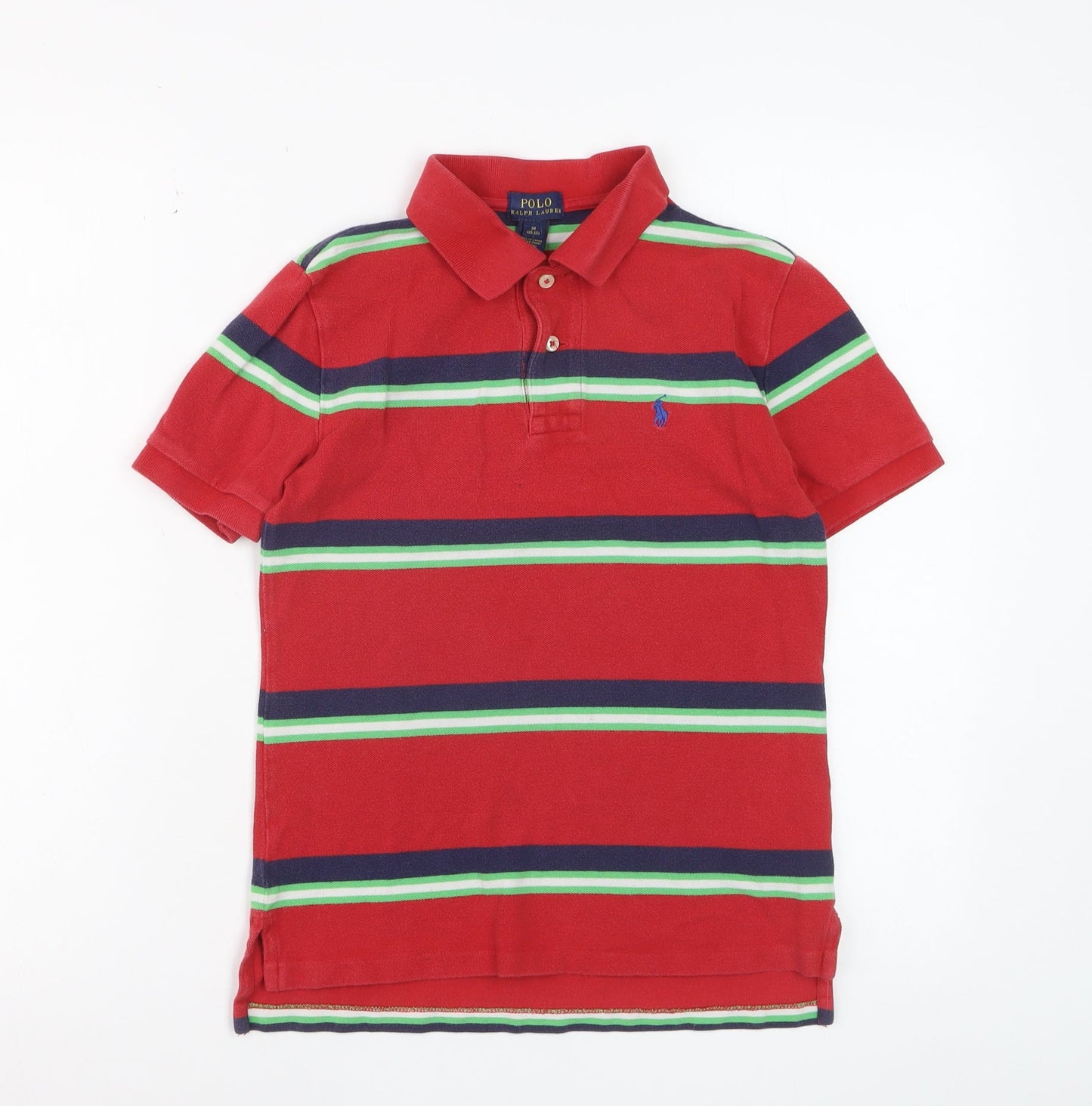 Ralph Lauren Boys Red Striped Cotton Polo Shirt Size 10-12 Years