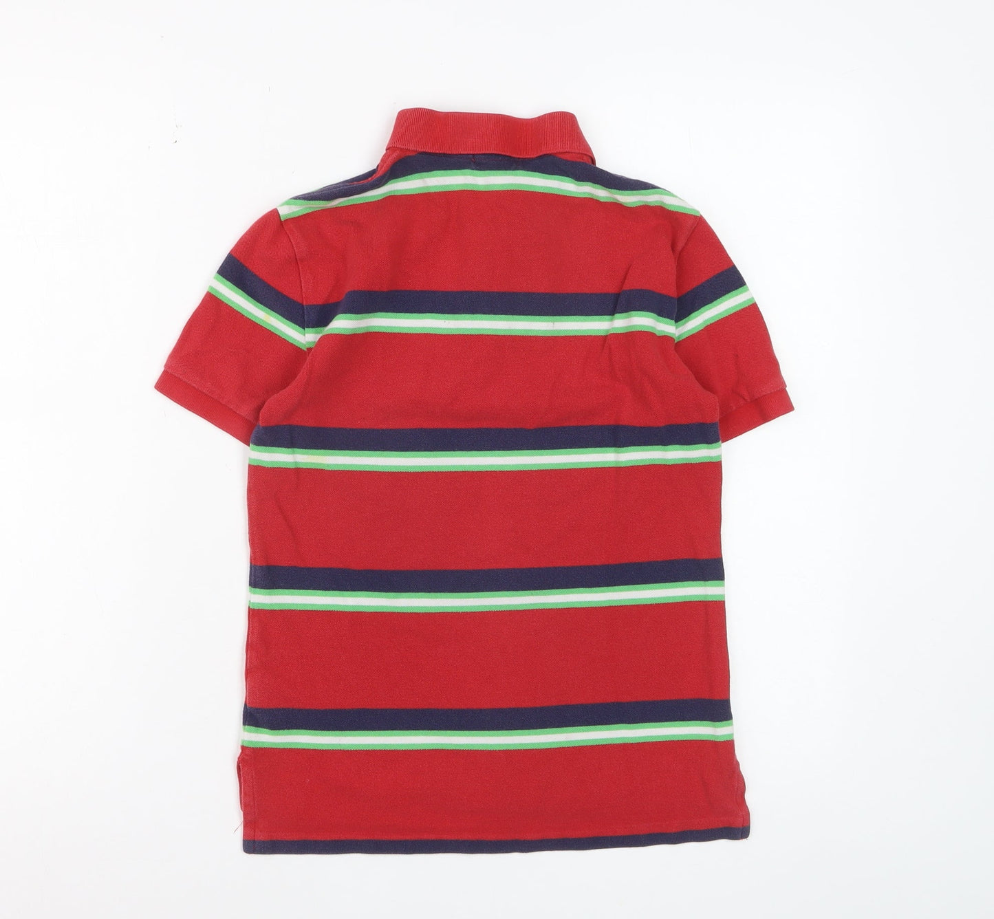 Ralph Lauren Boys Red Striped Cotton Polo Shirt Size 10-12 Years
