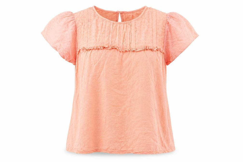 Maine New England Women’s Peach Short Sleeve Cotton Blouse Size 14