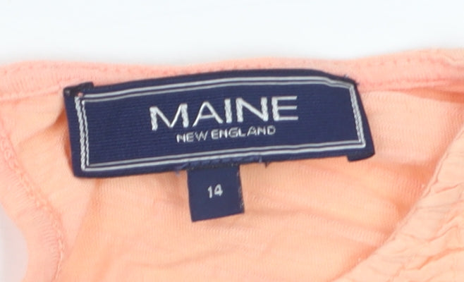 Maine New England Women’s Peach Short Sleeve Cotton Blouse Size 14