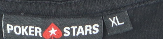 PokerStars Men's Black XL Crew Neck Graphic Print T-Shirt