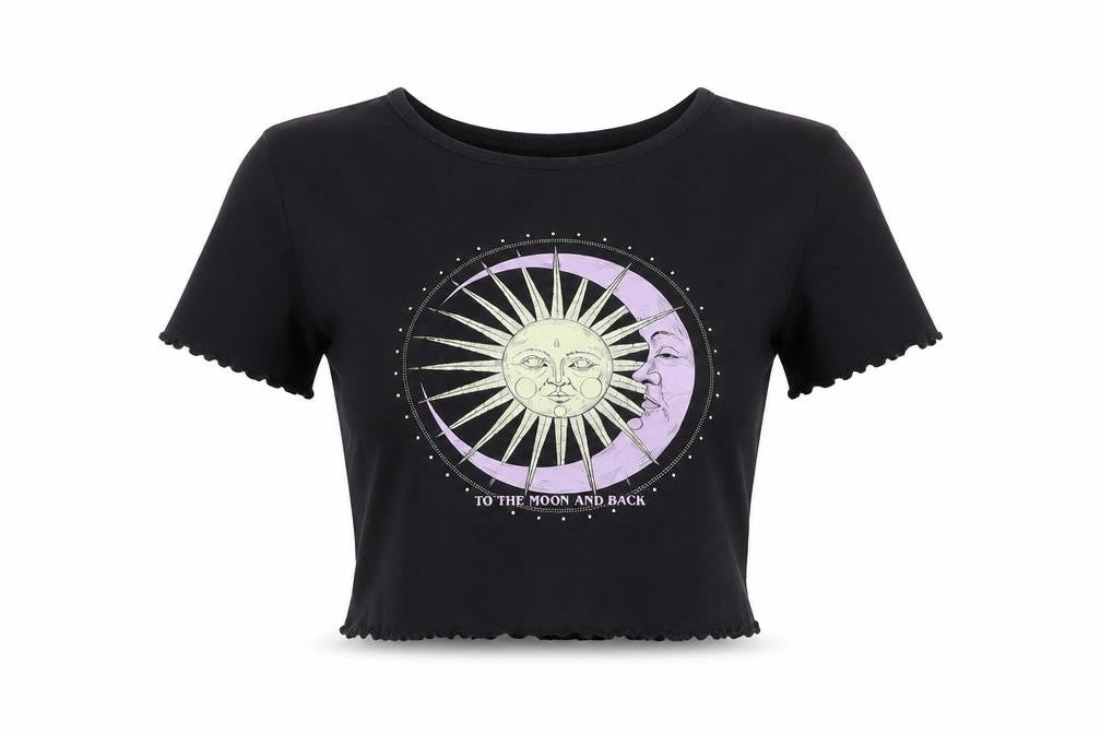 H&M Divided Womens Black Cropped Graphic T-Shirt Size S
