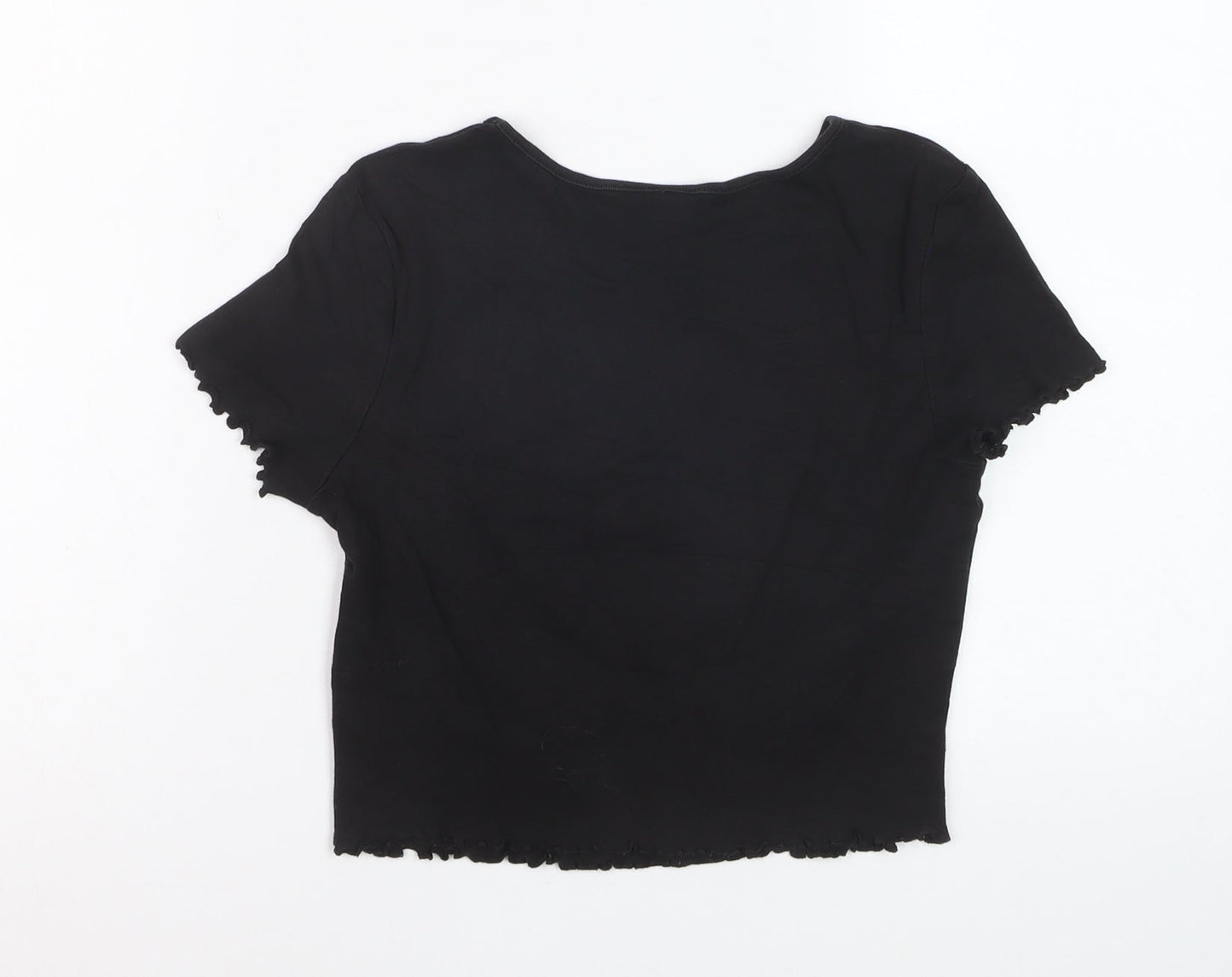 H&M Divided Womens Black Cropped Graphic T-Shirt Size S