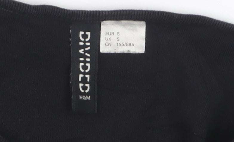H&M Divided Womens Black Cropped Graphic T-Shirt Size S